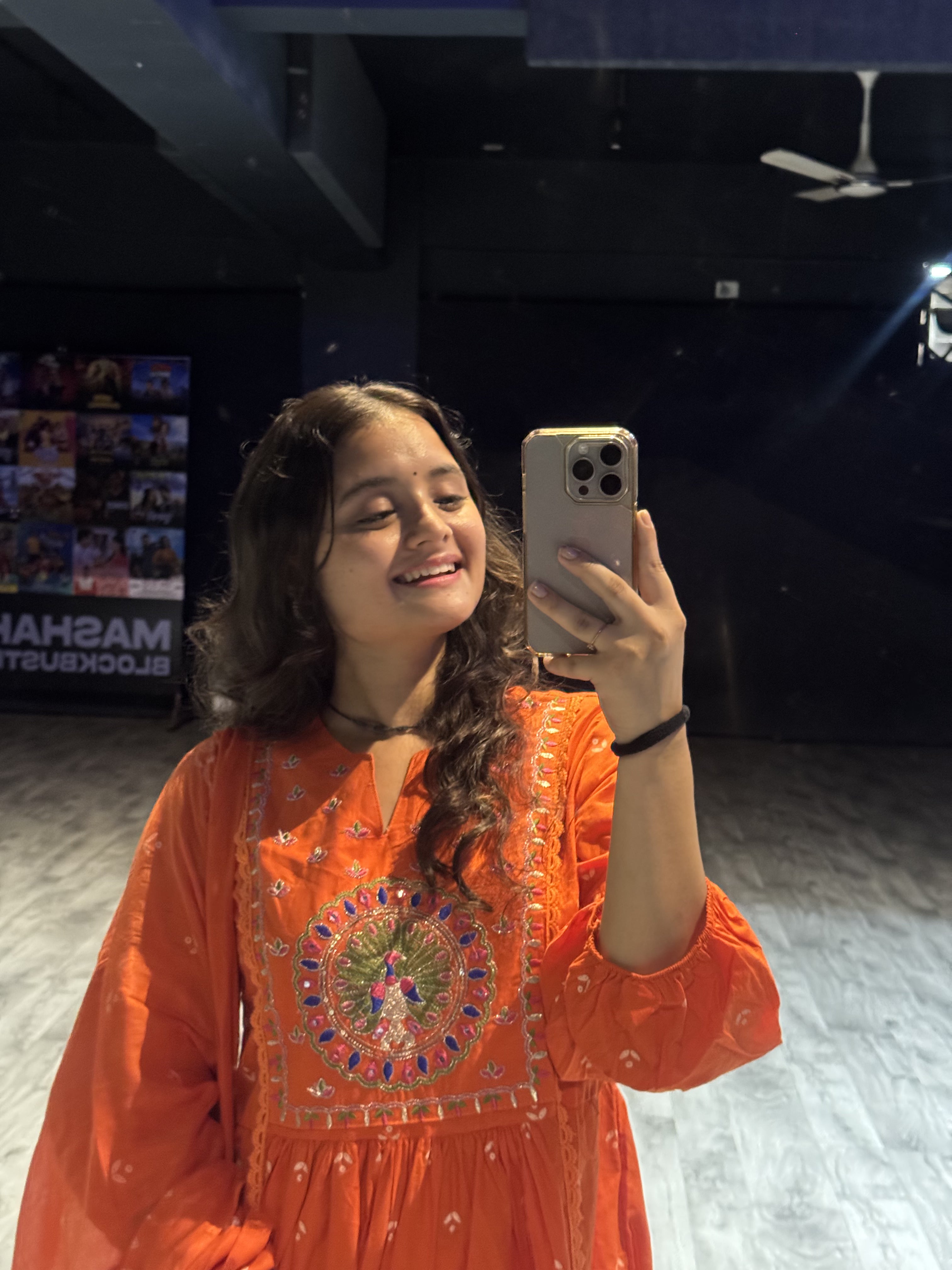 Rust Orange Hand-Embroidered Anarkali Set