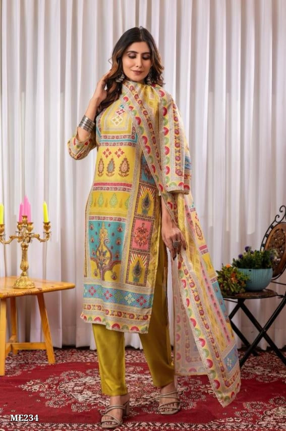 Vibrant Ethnic Cotton Suit with Ornate Dupatta
