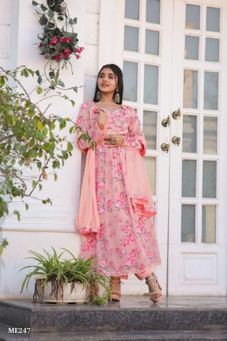 Blush Pink Floral Printed Georgette Suit Set