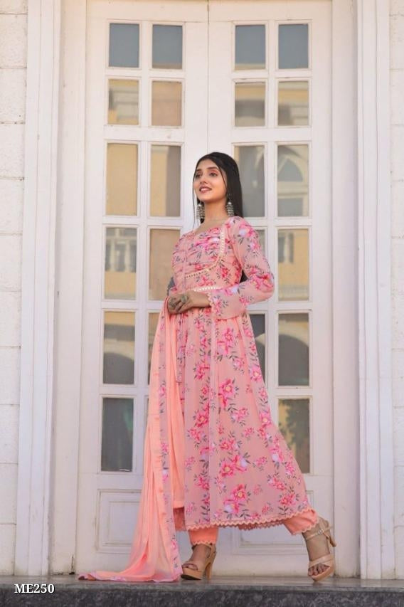 Blush Pink Floral Printed Georgette Suit Set
