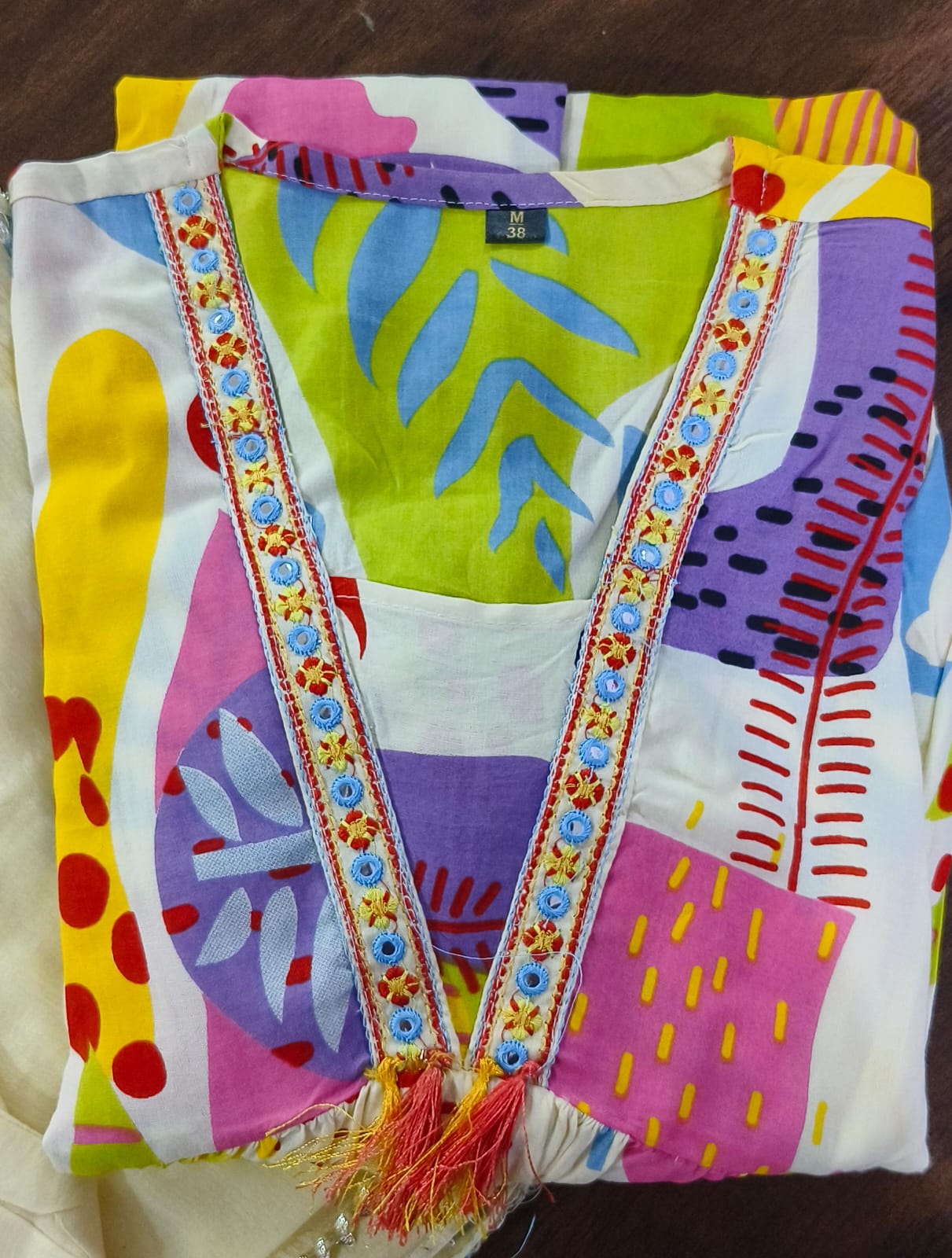 Abstract Multicolor A-Line Kurta Set