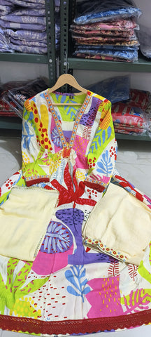 Abstract Multicolor A-Line Kurta Set