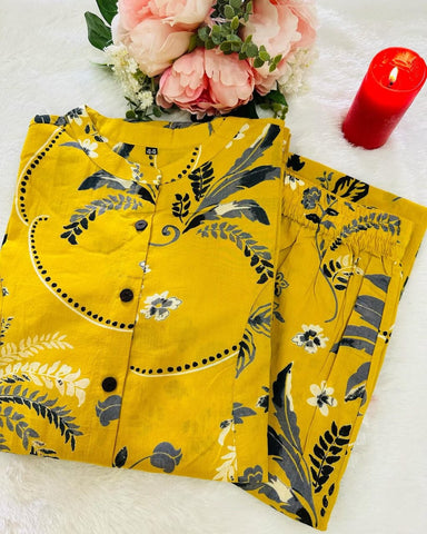 Sunshine Bloom: Mustard Floral Kurta Set