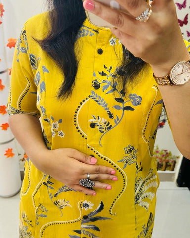 Sunshine Bloom: Mustard Floral Kurta Set