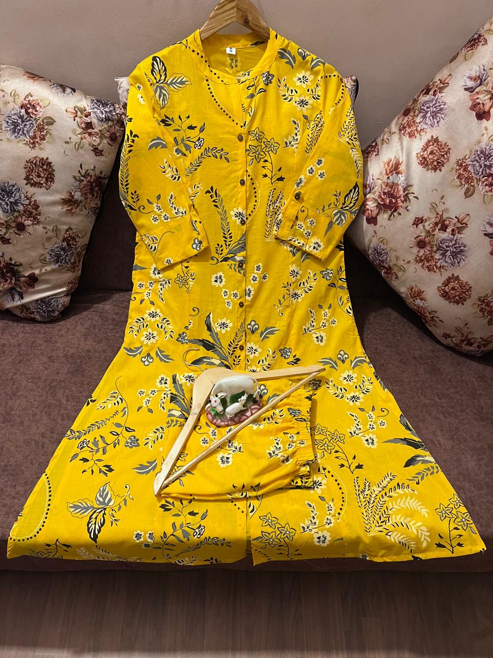 Sunshine Bloom: Mustard Floral Kurta Set