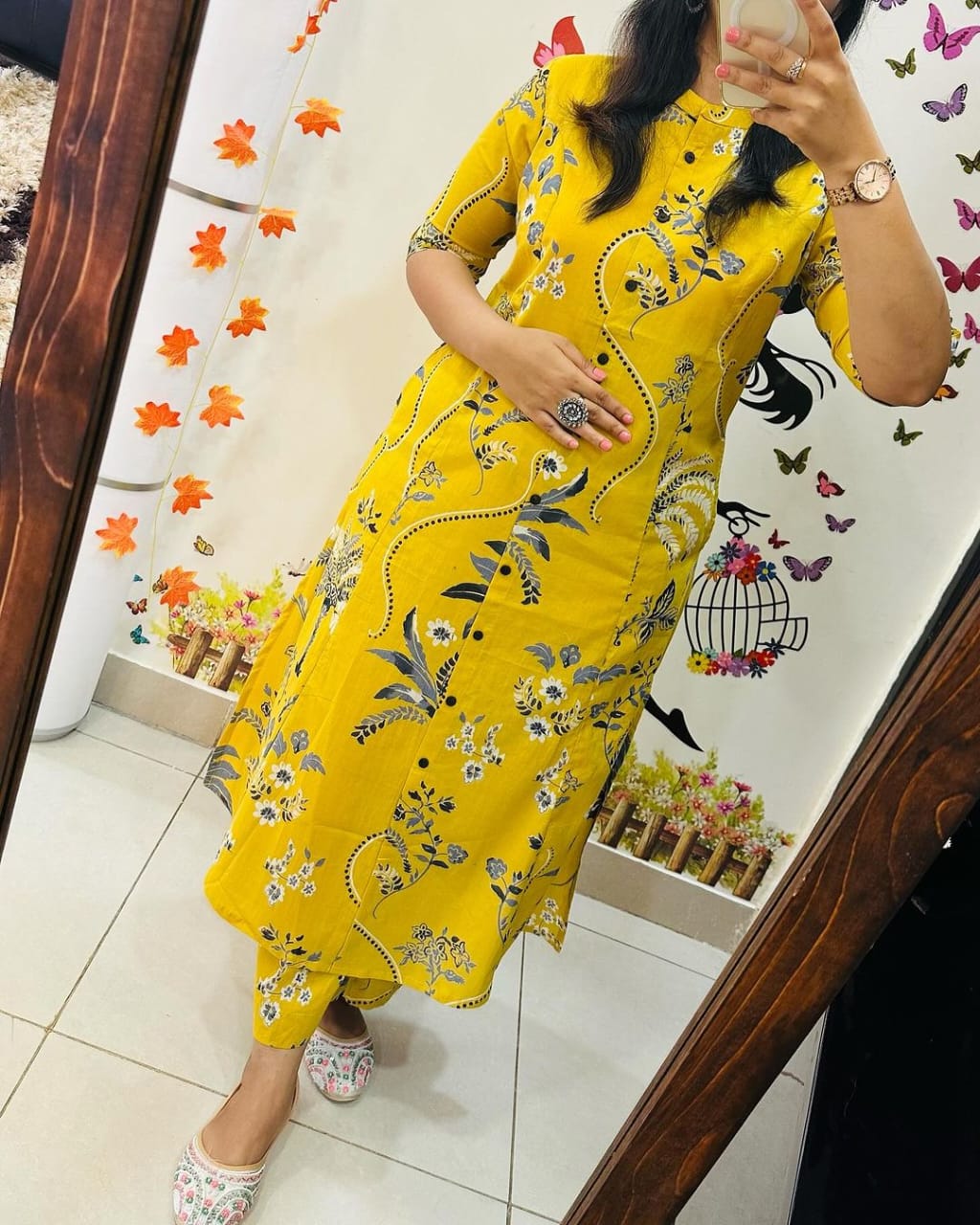 Sunshine Bloom: Mustard Floral Kurta Set