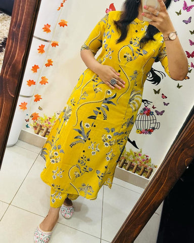 Sunshine Bloom: Mustard Floral Kurta Set