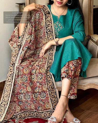 Pure Handloom South Cotton Kurta & Dupatta Set