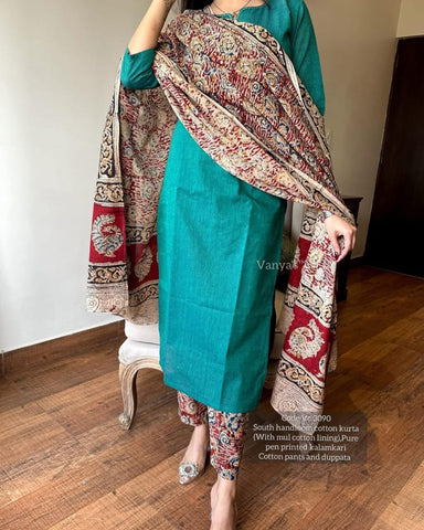 Pure Handloom South Cotton Kurta & Dupatta Set
