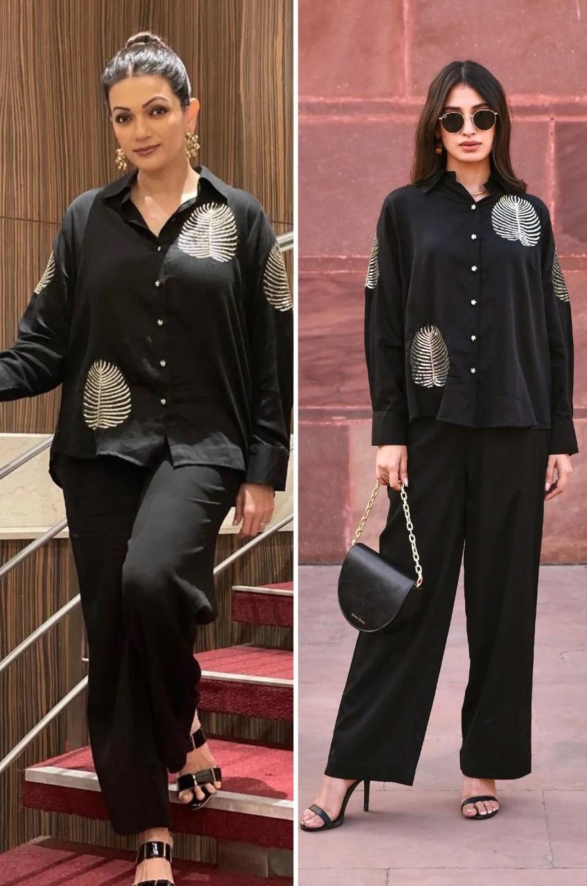 Black Squin Embroidered Co-Ord Set