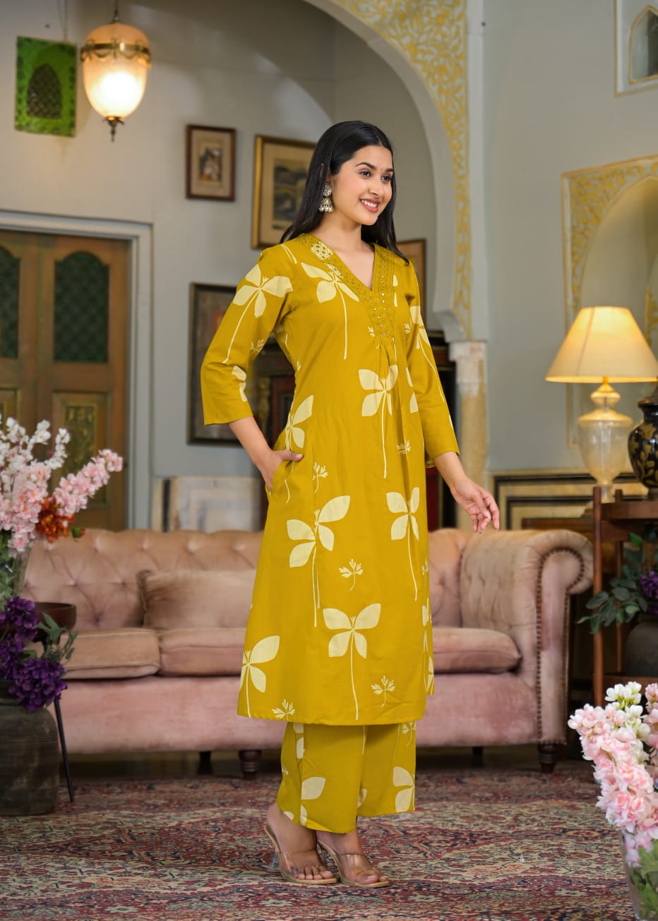 Mustard Butterfly Co-ord Set