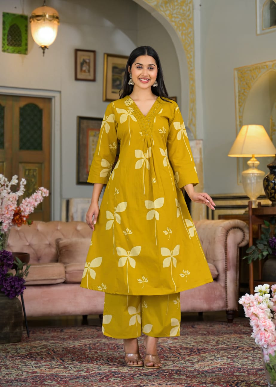 Mustard Butterfly Co-ord Set
