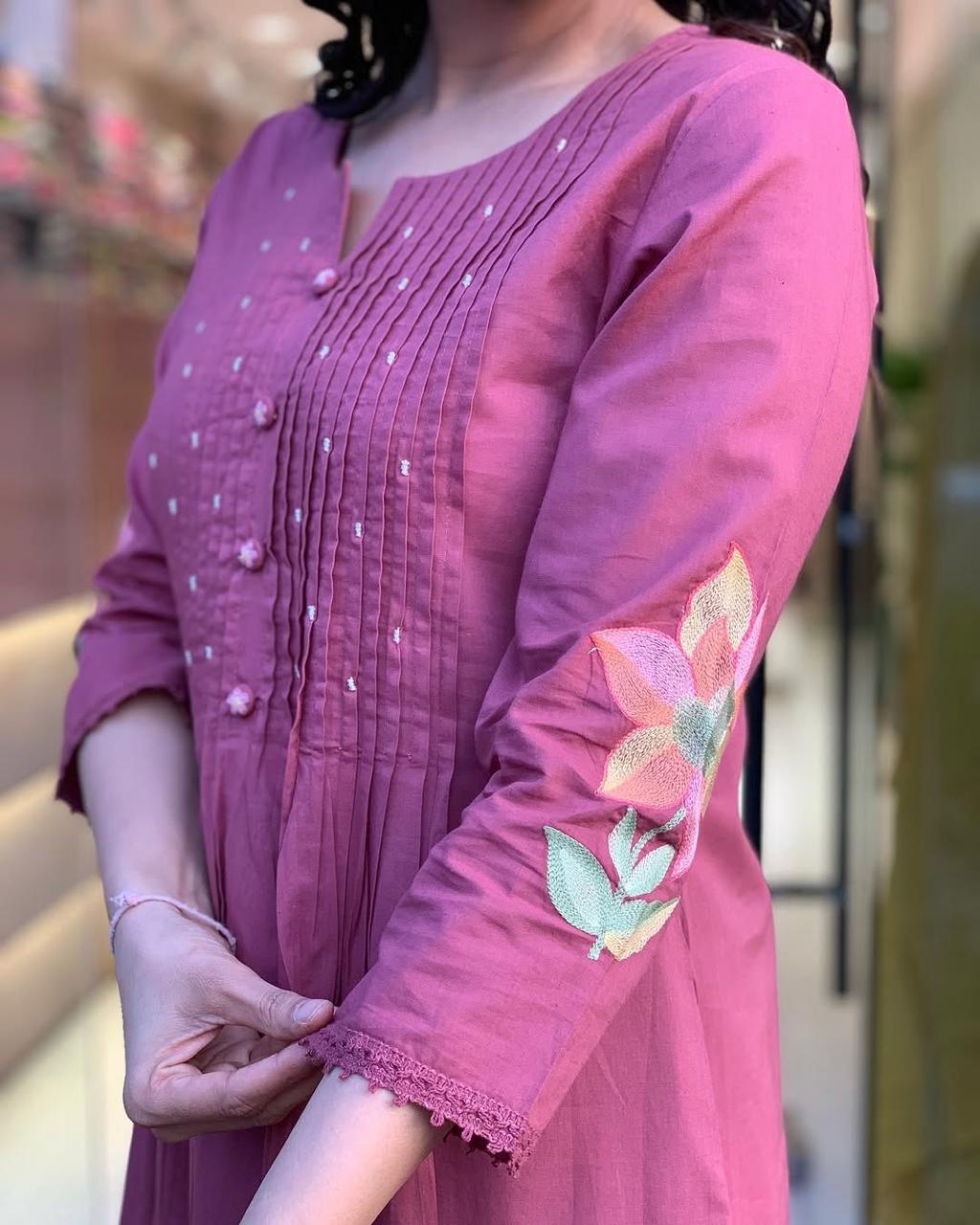 Rosewood Floral Embroidered Kurta Set