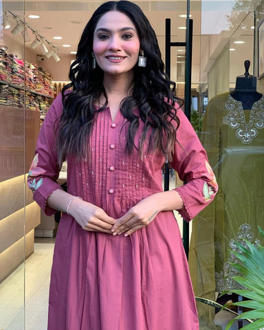 Rosewood Floral Embroidered Kurta Set