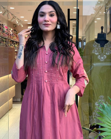 Rosewood Floral Embroidered Kurta Set