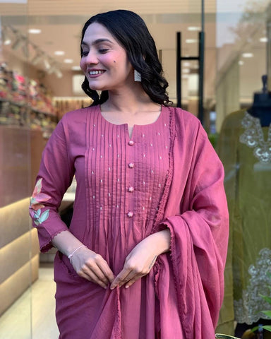 Rosewood Floral Embroidered Kurta Set