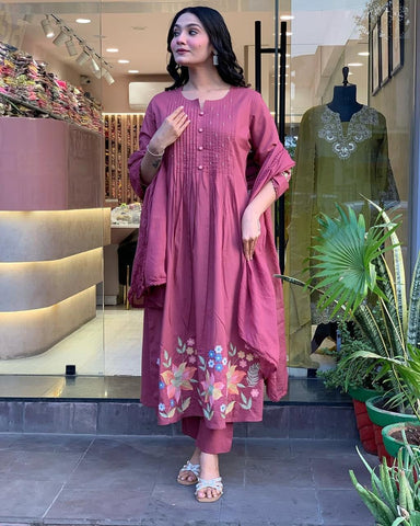 Rosewood Floral Embroidered Kurta Set