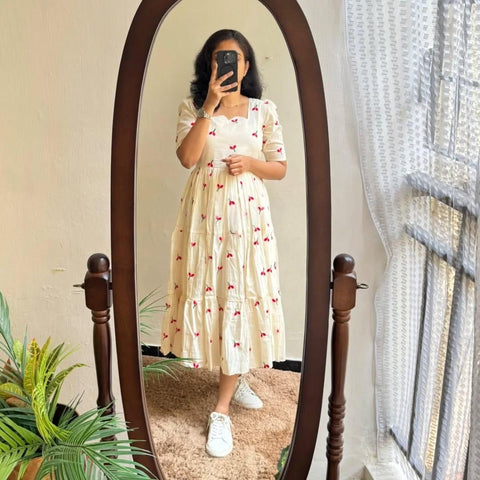 Cherry Whimsy Tiered Cotton Dress