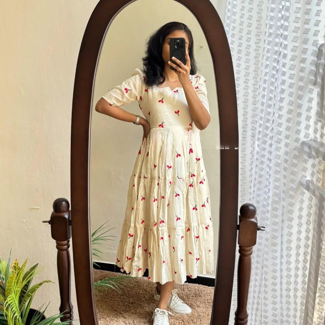 Cherry Whimsy Tiered Cotton Dress