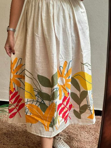 Tropical Bloom Cotton Midi Dress