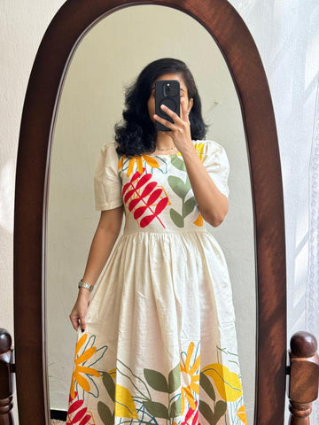 Tropical Bloom Cotton Midi Dress