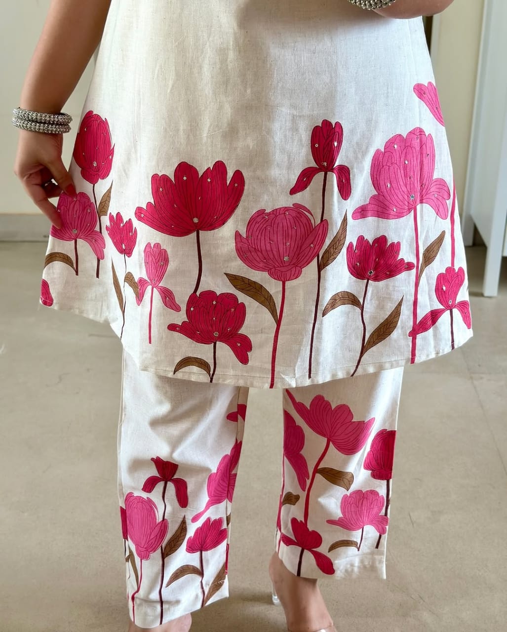 Pink Bloom Sleeveless Cotton Co-Ord Set