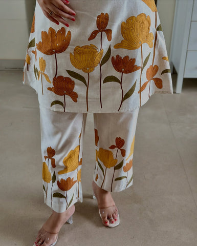 Sunlit Marigold Sleeveless Cotton Co-Ord Set