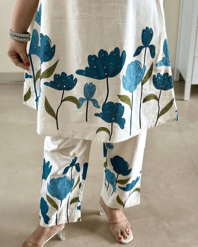 Blue Blossom Sleeveless Cotton Co-Ord Set