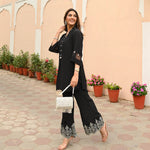 Chic Black Embroidered Co-ord Set