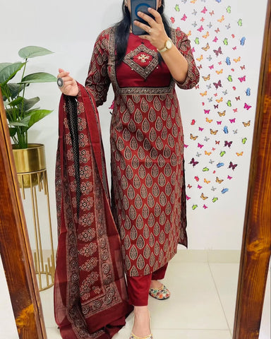 Cotton suit/ salwar in ajrakh prints