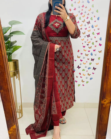 Cotton suit/ salwar in ajrakh prints