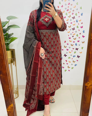 Cotton suit/ salwar in ajrakh prints