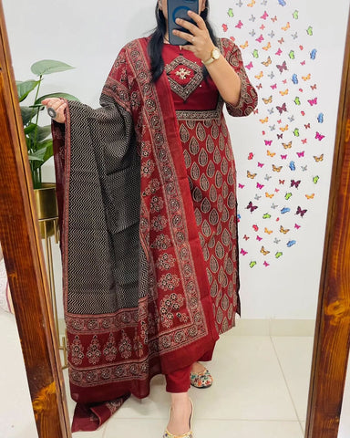 Cotton suit/ salwar in ajrakh prints