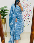 Ice Blue Designer Azrak Cotton Suit
